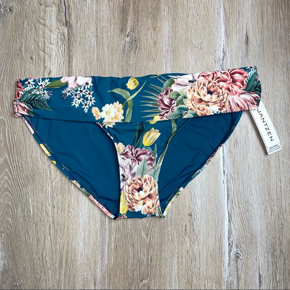 Jantzen Blue Floral Women's Bikini Bottom, Size 16(L) BNWT